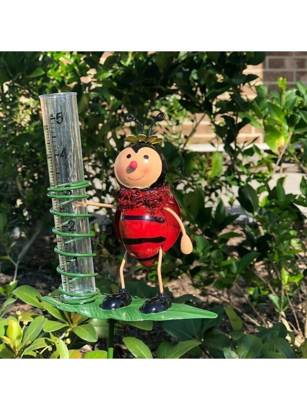 Yard Decor Garden Outdoor Ladybug Rain Gauge - Picture 2 of 12